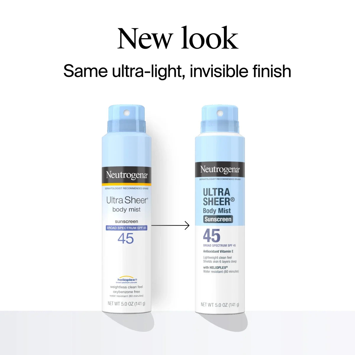 Neutrogena Ultra Sheer Body Mist Sunscreen, Broad Spectrum SPF 45, 5 Oz
