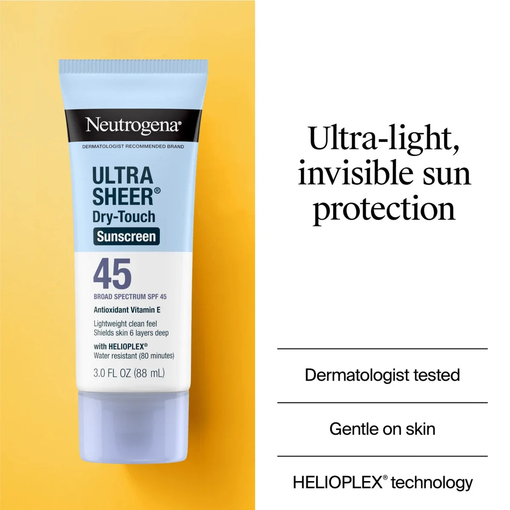 Neutrogena Ultra Sheer Dry-Touch | SPF 45 | Broad Spectrum Sunscreen Lotion | 3 Fl. Oz