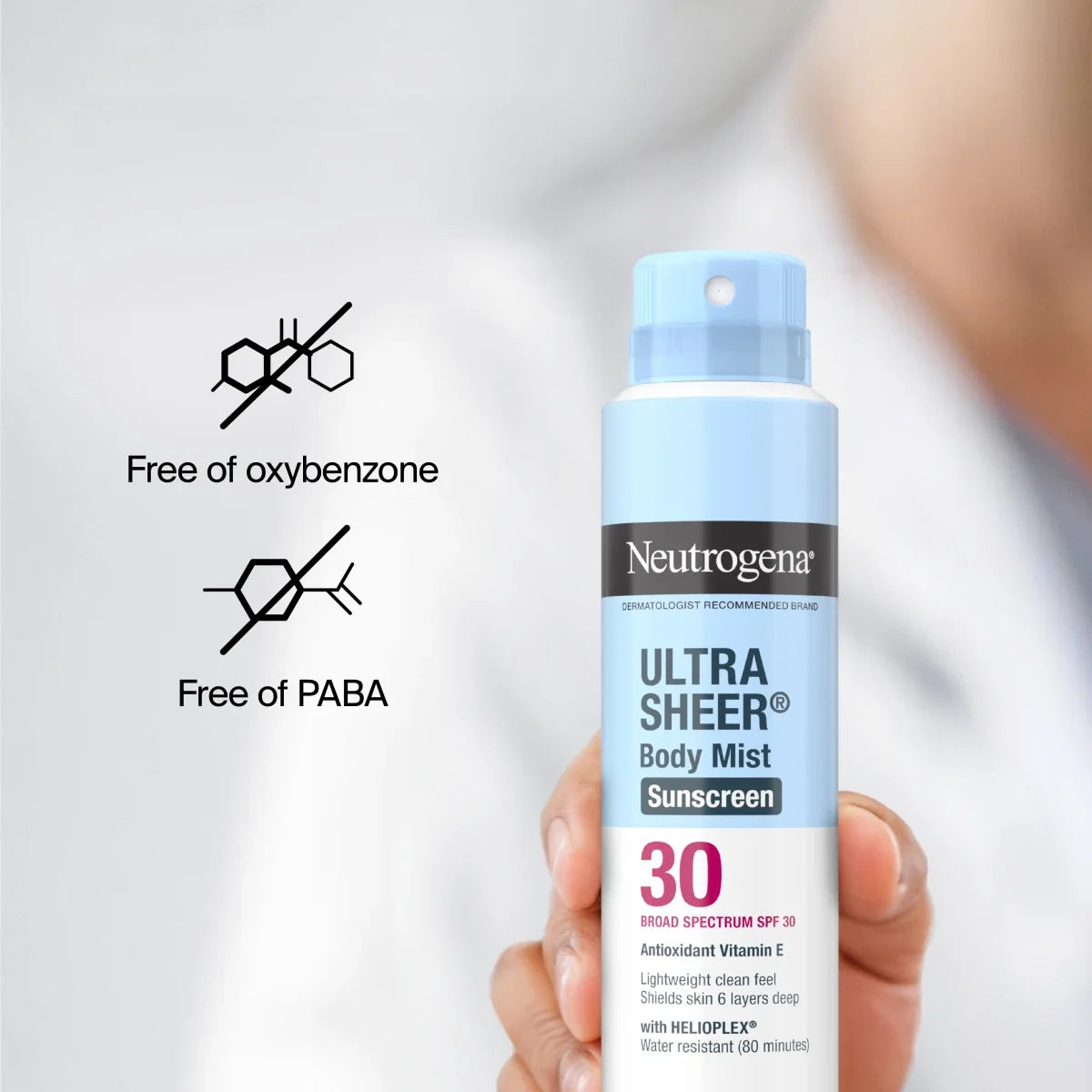 Neutrogena Ultra Sheer Body Mist Sunscreen Spray, Broad Spectrum SPF 30, 5 Oz