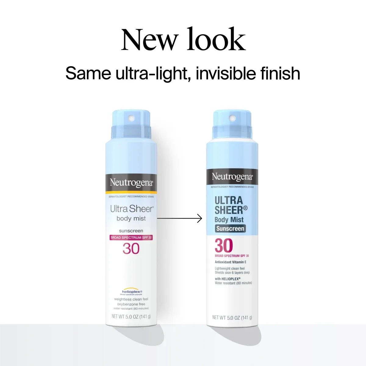 Neutrogena Ultra Sheer Body Mist Sunscreen Spray, Broad Spectrum SPF 30, 5 Oz