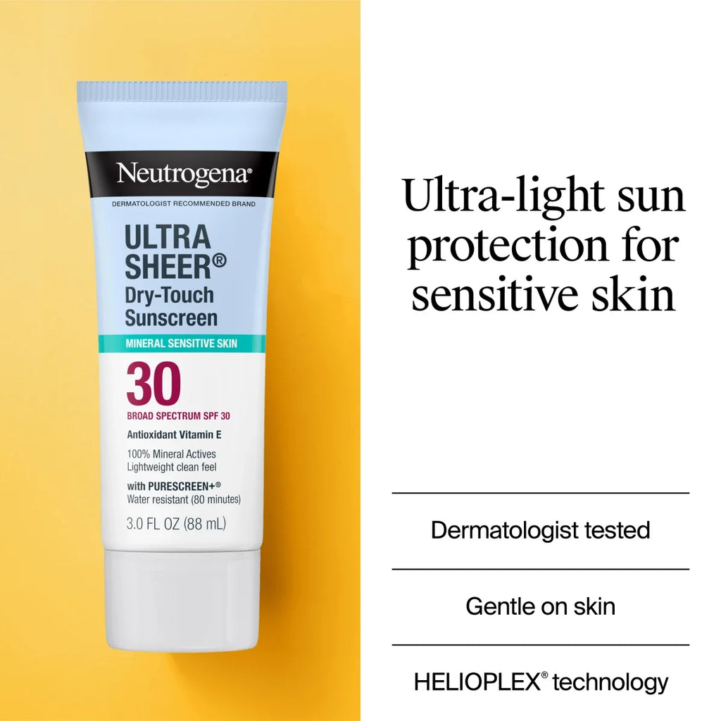 Neutrogena Mineral Ultra Sheer — SPF 30 Dry-Touch Sunscreen Lotion | 3.0 Fl. Oz