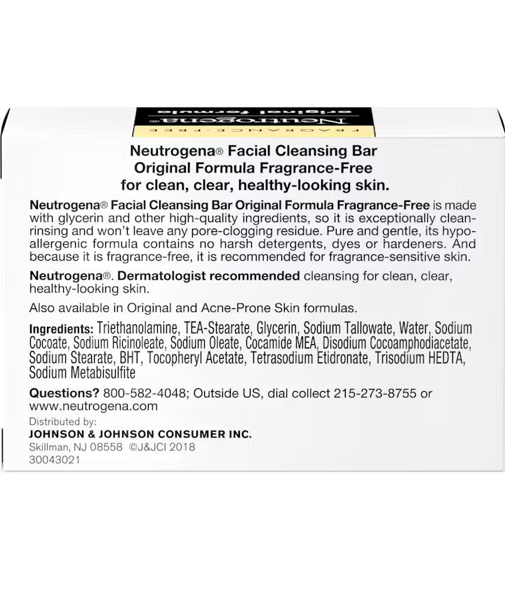 Fragrance-Free Facial Cleansing Bar | Neutrogena Original Amber Bar