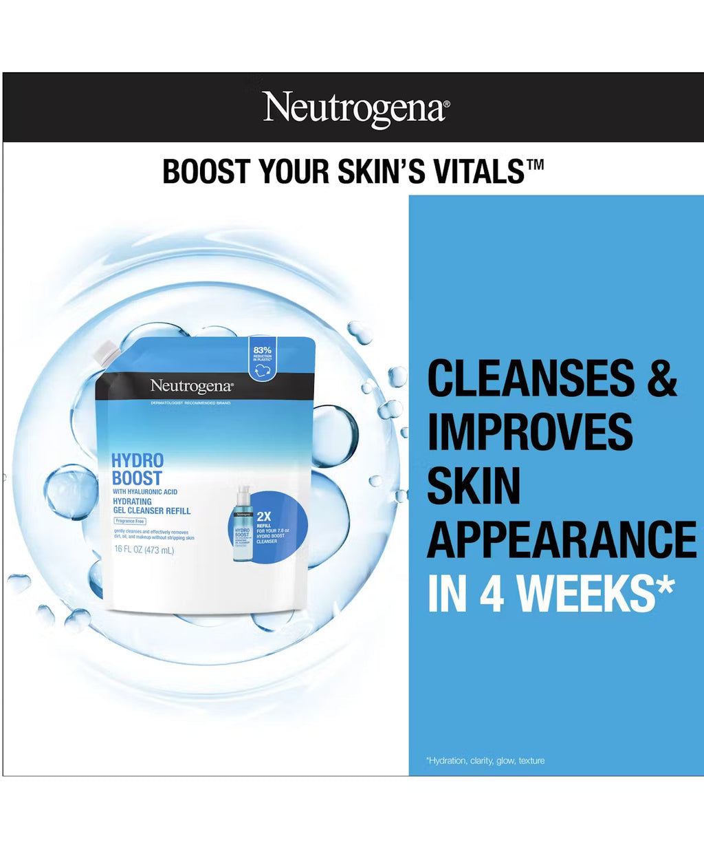 Fragrance-Free Refill Pouch | Neutrogena Hydro Boost Cleansing Gel | Hydrating Face Wash