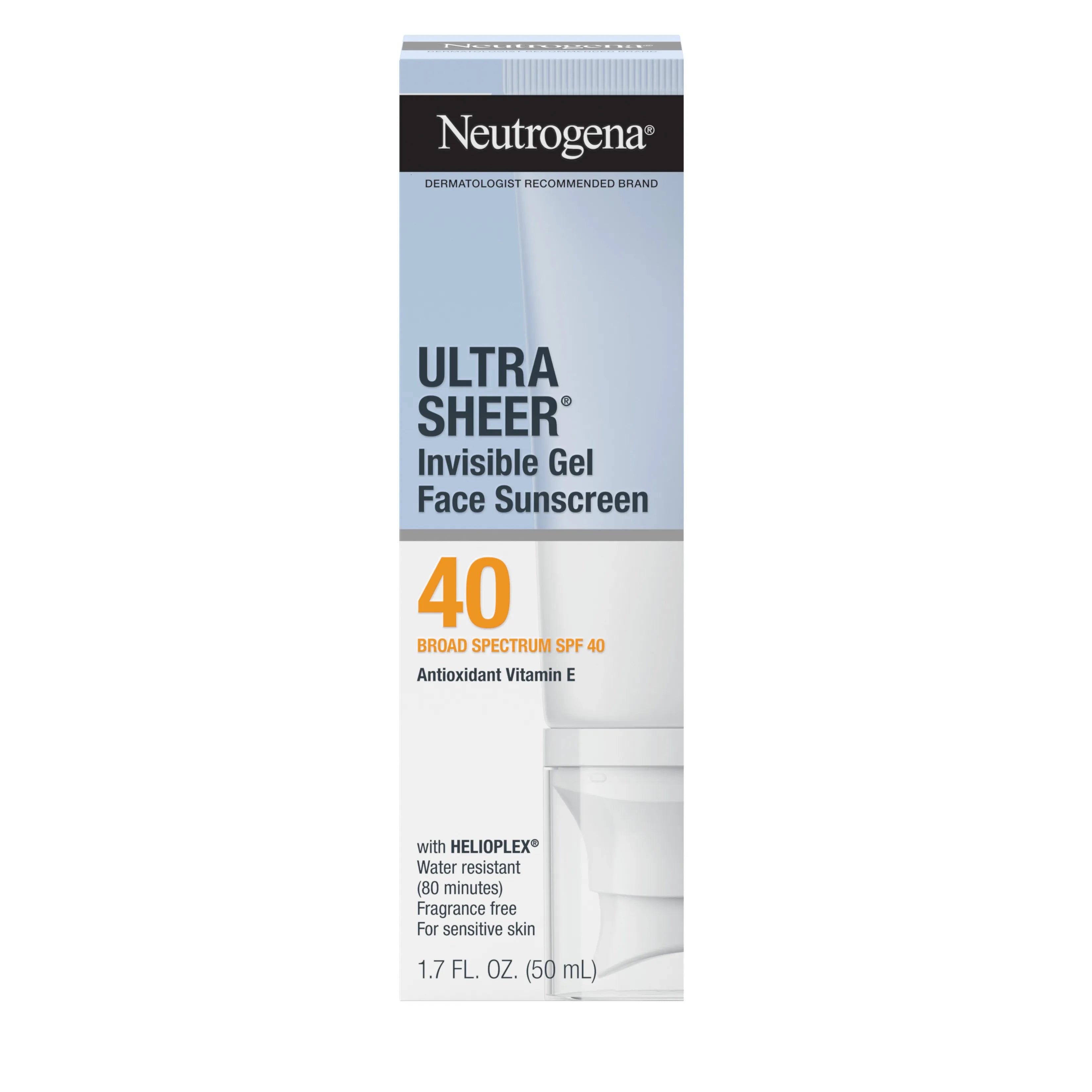 Neutrogena Ultra Sheer Invisible | 1.7 Oz | Broad Spectrum SPF 40 Gel Face Sunscreen