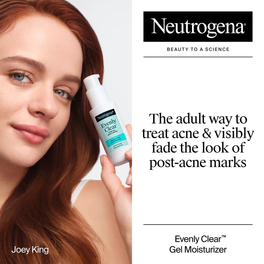 Neutrogena Acne-Fighting Skincare Solutions | Evenly Clear Cleanser + Acne Gel Moisturizer
