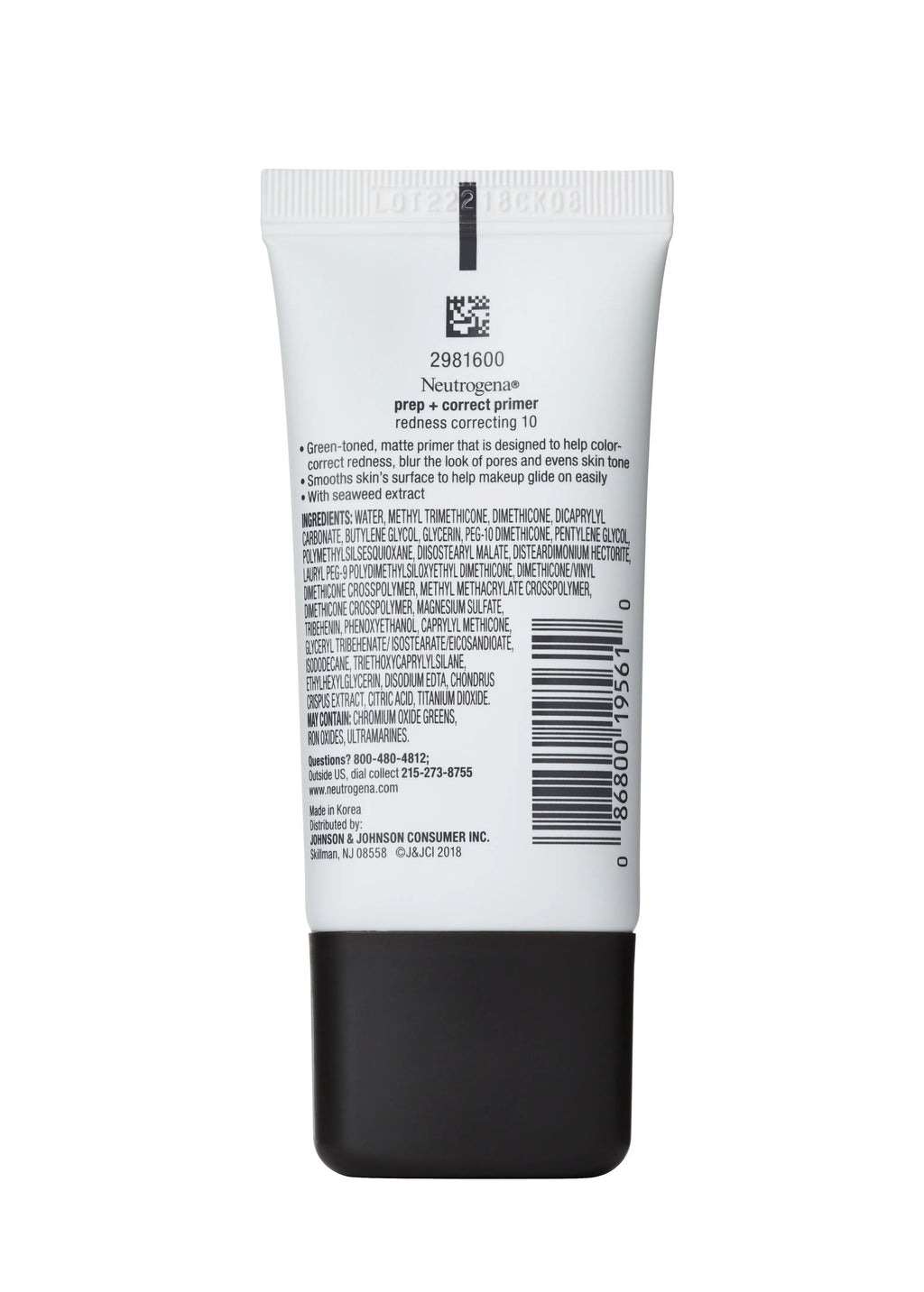 Neutrogena Prep Correct Primer | Green Redness Correcting 10 | 1.0 Oz