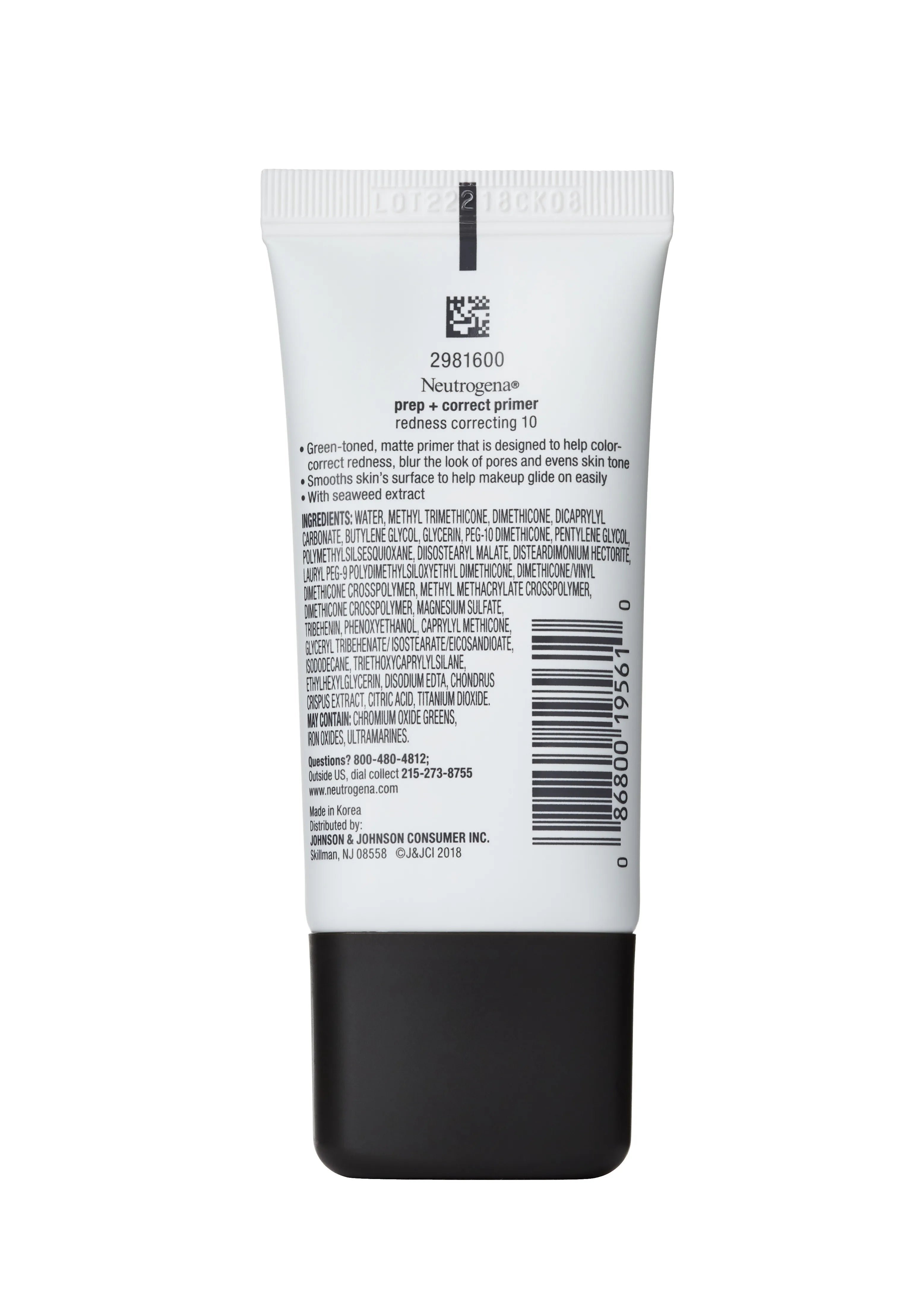 Neutrogena Prep Correct Primer | Green Redness Correcting 10 | 1.0 Oz