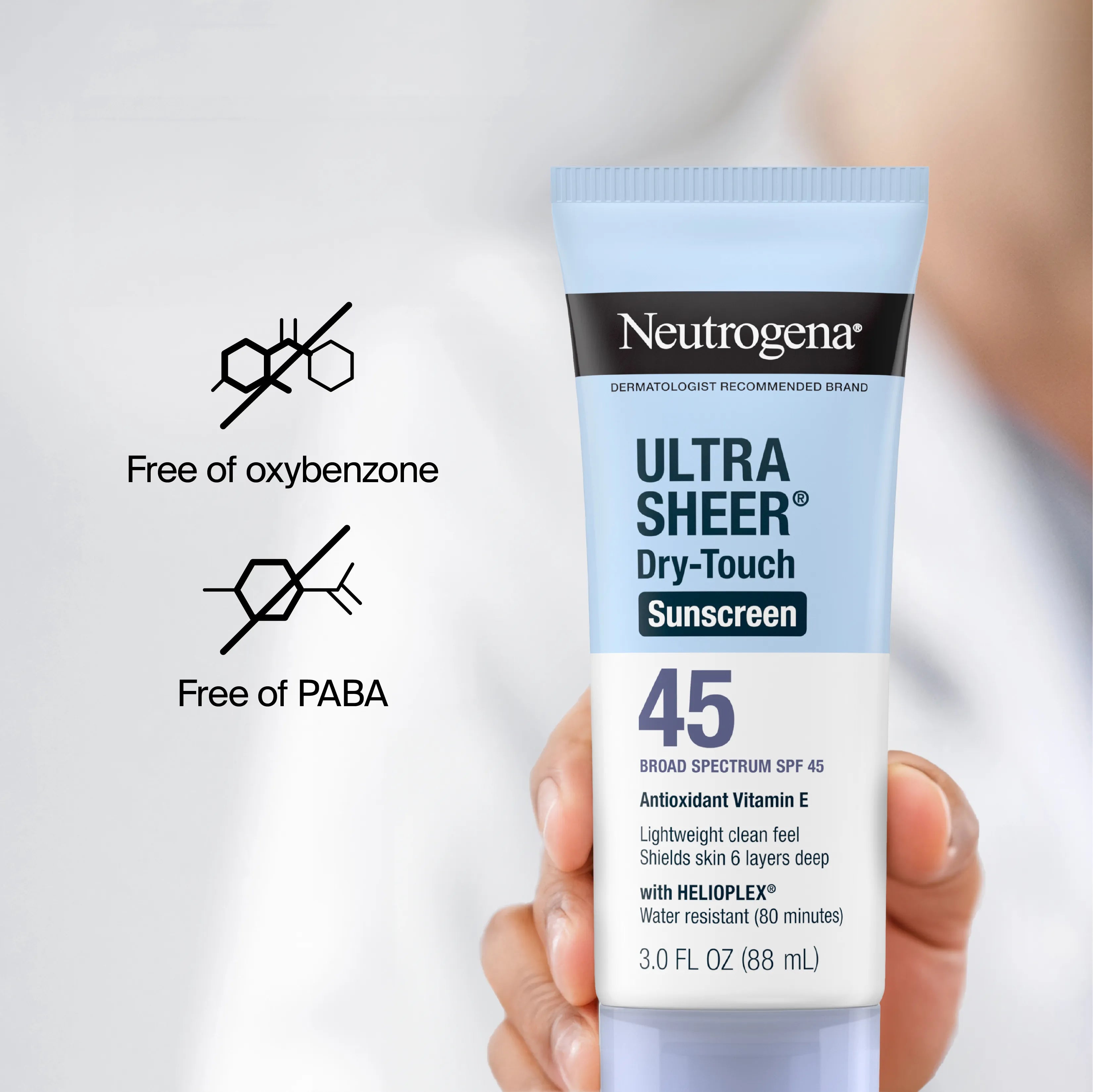 Neutrogena Ultra Sheer Dry-Touch | SPF 45 Broad Spectrum Lotion | Pack of 2, 3 Fl. Oz