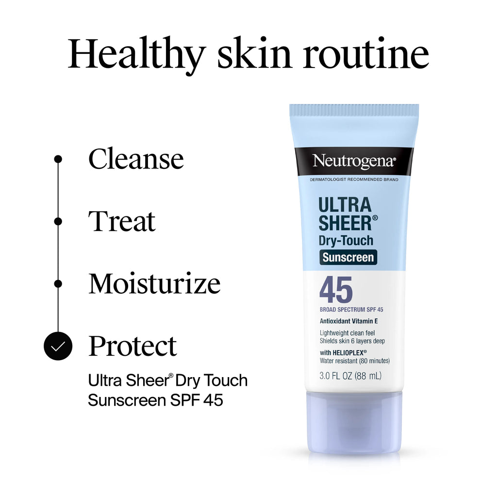 Neutrogena Ultra Sheer Dry-Touch | SPF 45 Broad Spectrum Lotion | Pack of 2, 3 Fl. Oz