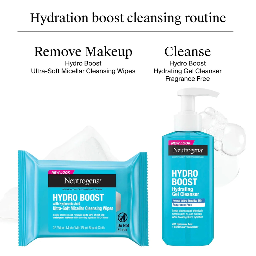 Neutrogena Hydro Boost Ultra-Soft — Micellar Makeup Remover Wipes, 25 Count