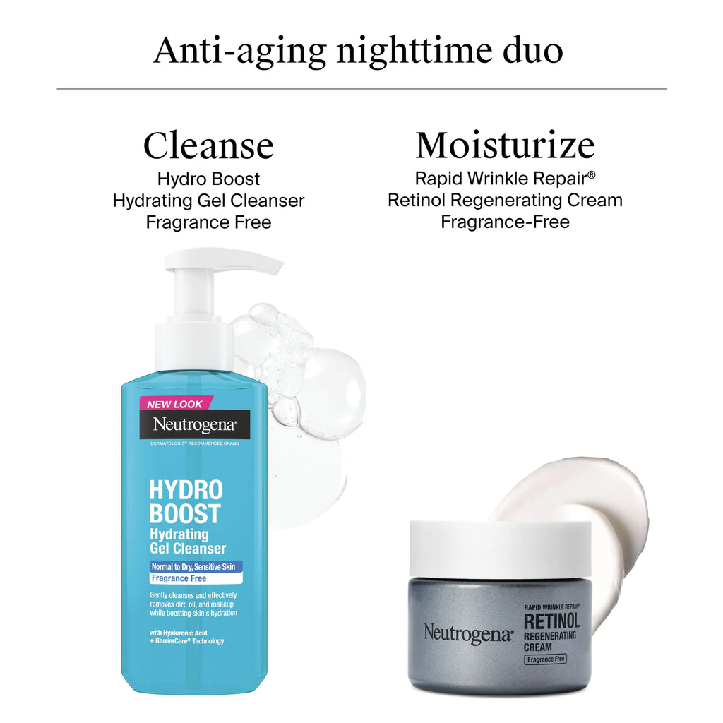 Neutrogena Anti-Aging Nighttime Regimen | Hydro Boost Cleanser + Rapid Wrinkle Repair Moisturizer