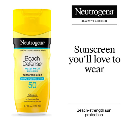 Neutrogena Beach Defense Water + Sun Protection Sunscreen Lotion | Broad Spectrum SPF 50