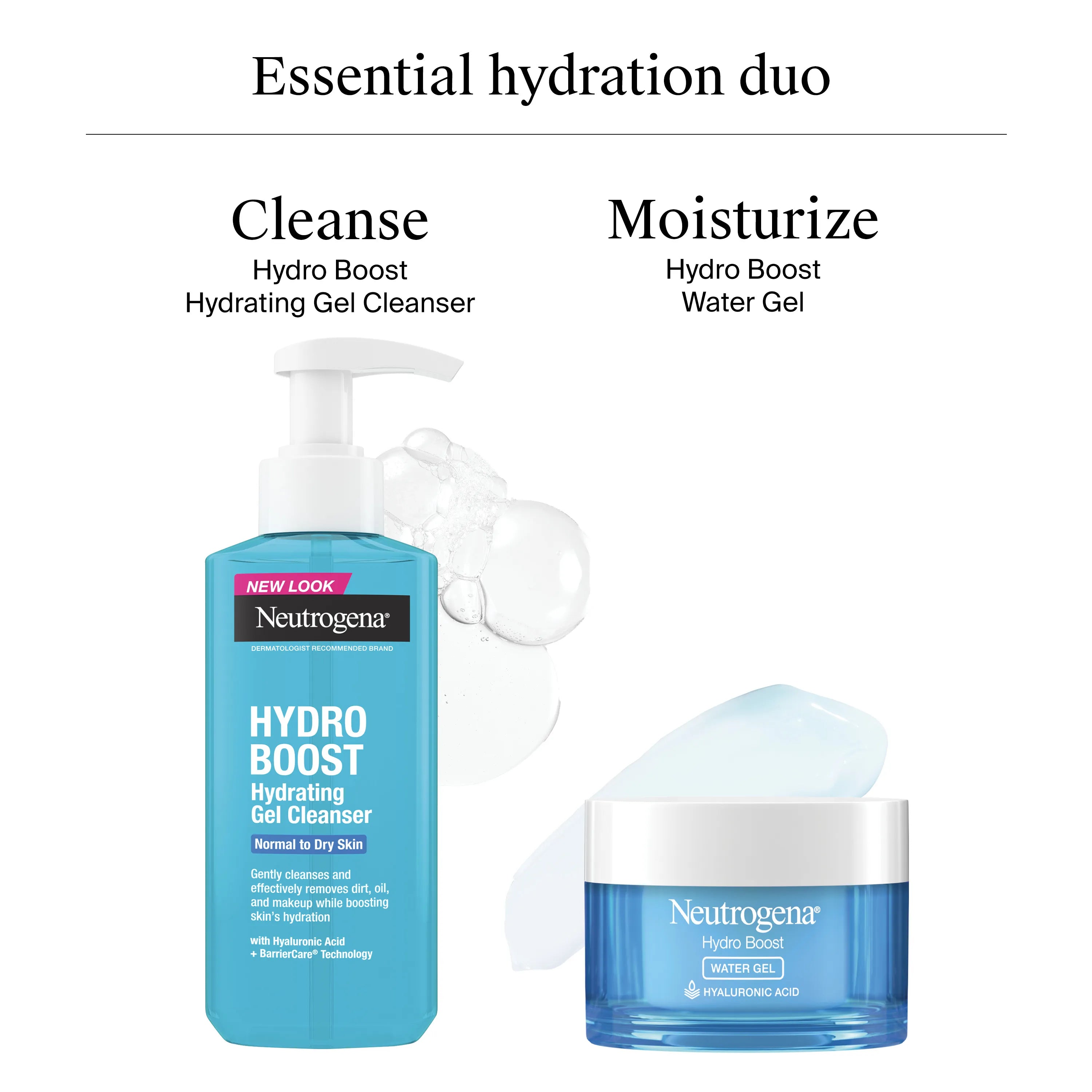 Neutrogena Essential Hydration Regimen | Hydro Boost Gel Cleanser + Water Gel Duo