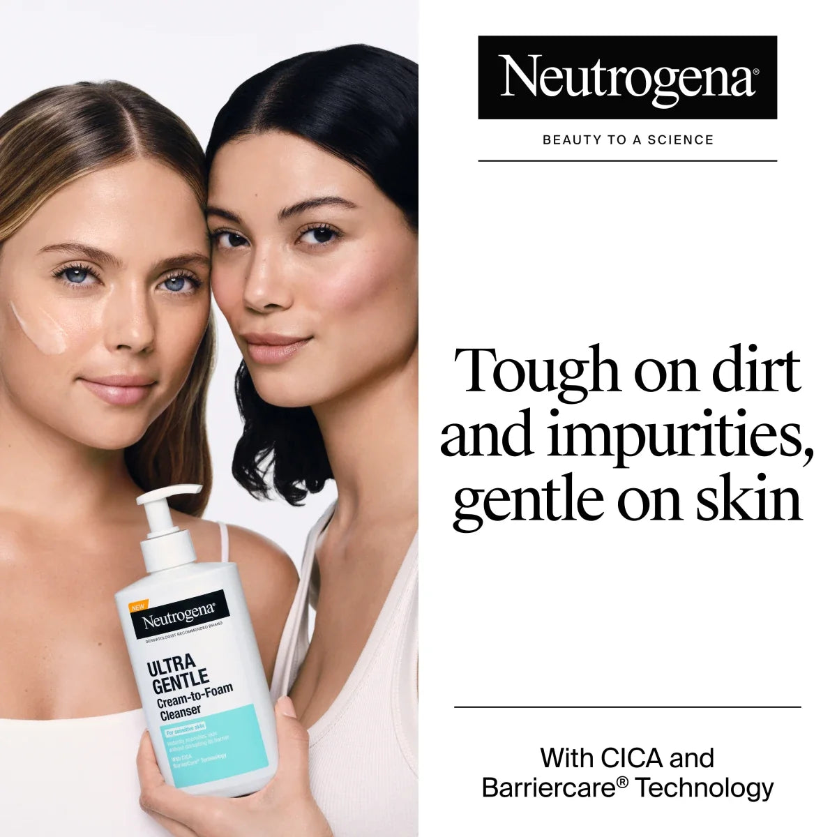 Neutrogena Ultra Gentle Cream | 12 Fl. Oz | Cream-to-Foam Daily Face Wash