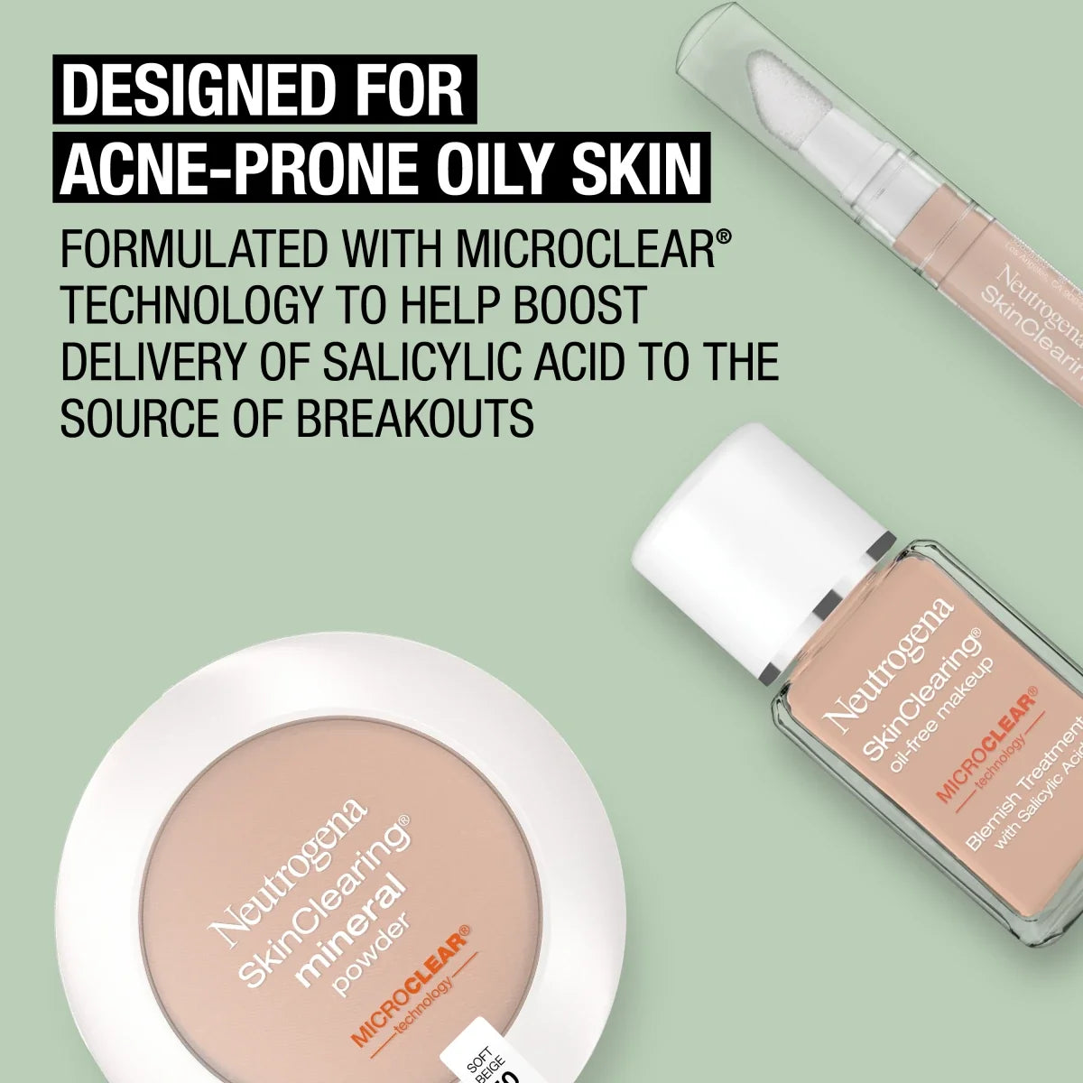 Neutrogena SkinClearing Mineral Powder - Salicylic Acid Acne Makeup, Classic Ivory (10)