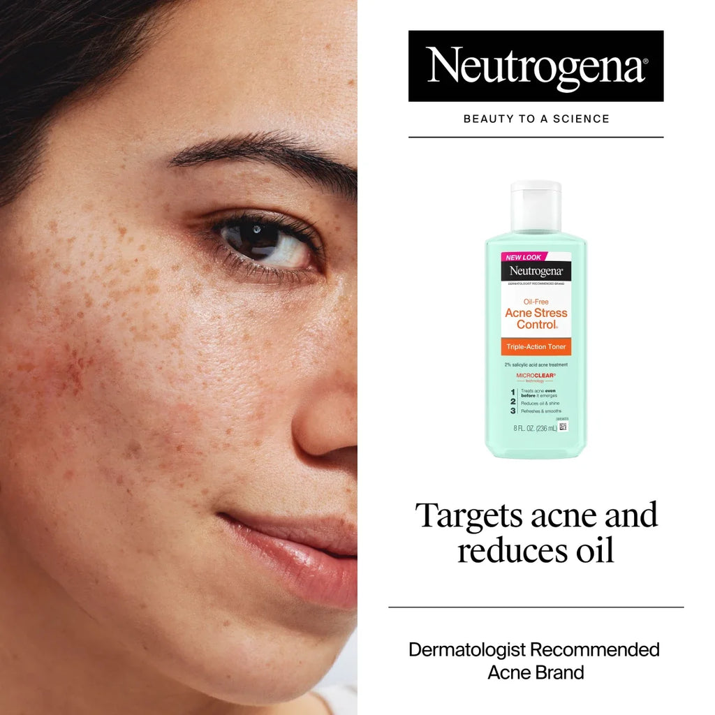 Neutrogena Oil-Free Acne-Fighting Stress Control Toner | Triple-Action | 8 Fl. Oz