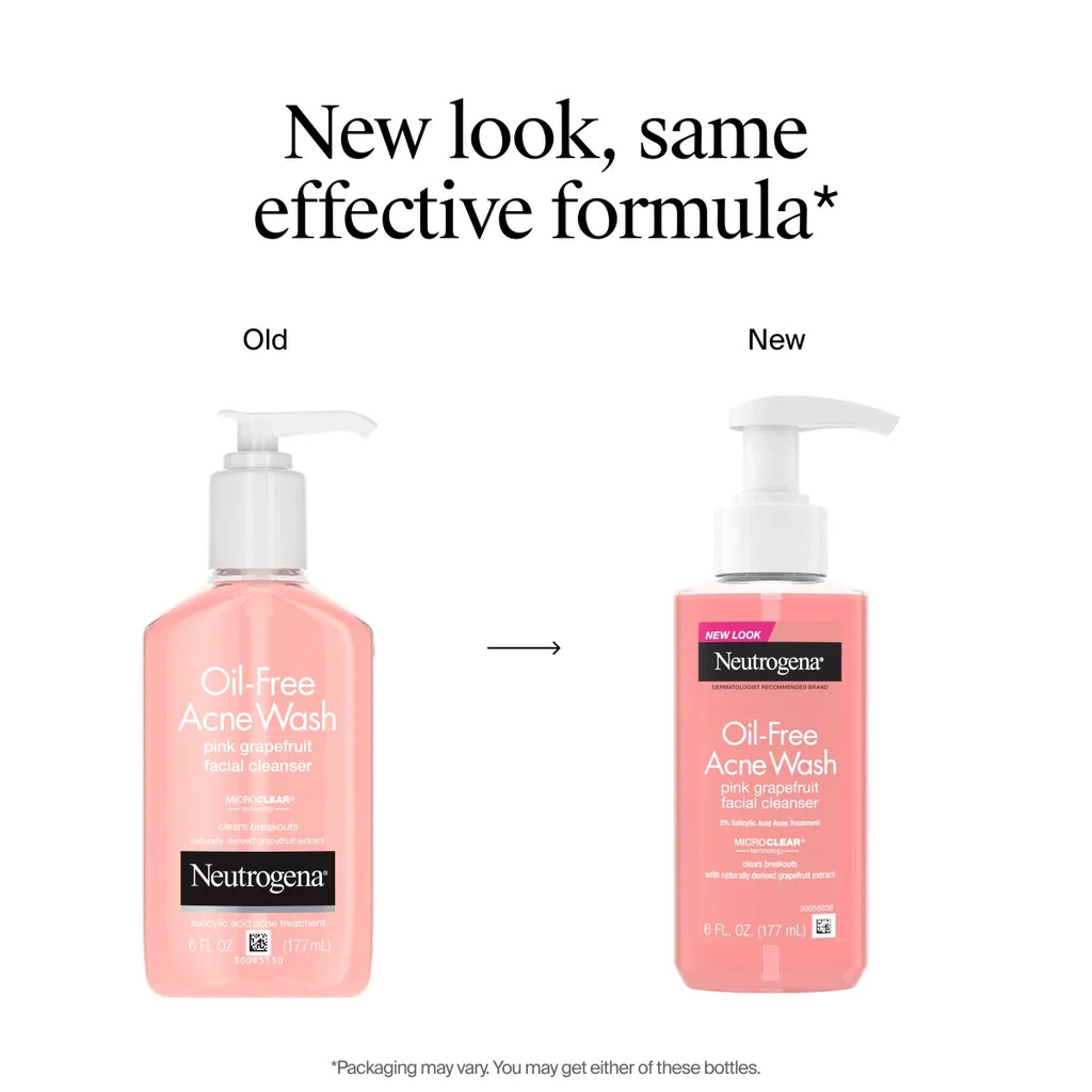 Pink Grapefruit Facial Cleanser | Neutrogena Oil-Free Acne Wash | 6 Fl. Oz