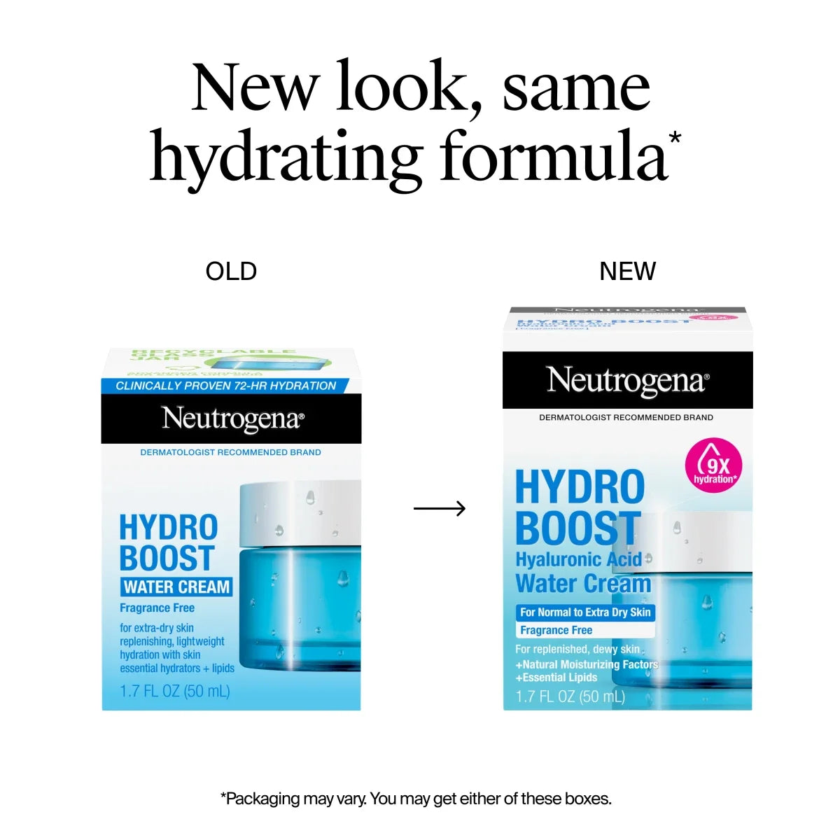 Neutrogena Hydro Boost Hyaluronic 1.7 Fl. Oz | Fragrance Free Water Cream | Facial Moisturizer