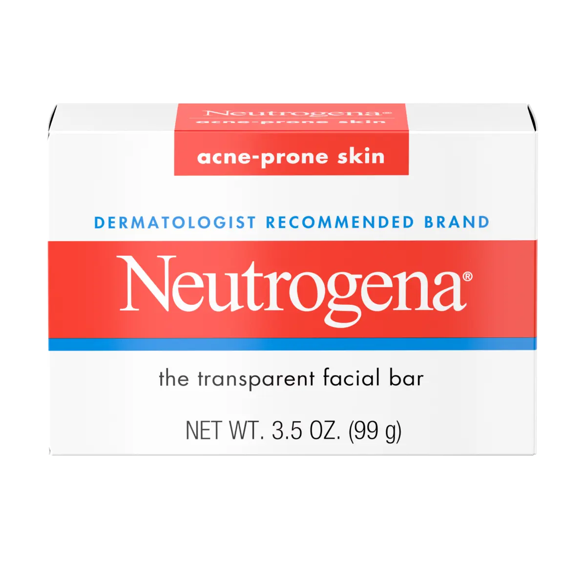 Neutrogena Facial Cleansing Bar — Glycerin Soap for Acne-Prone Skin, 3.5 Oz