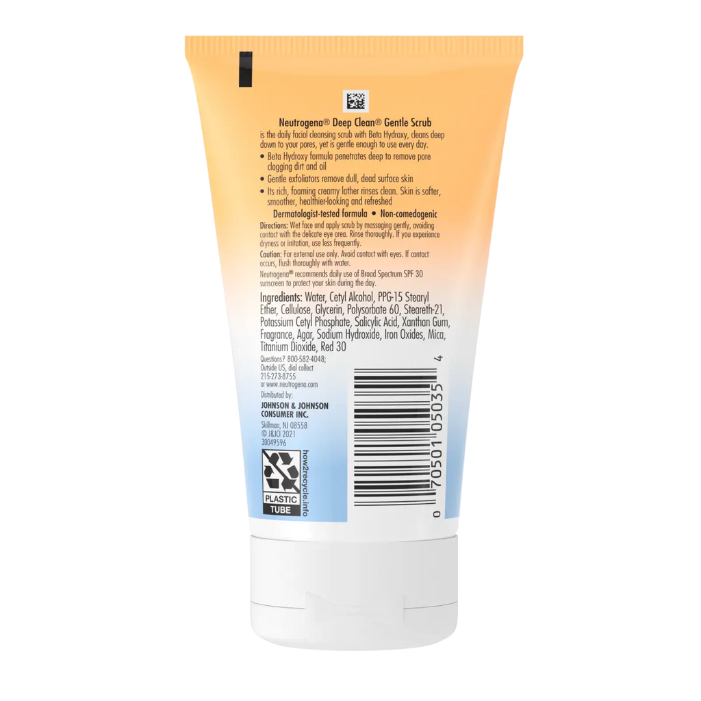 Neutrogena Deep Clean Gentle — Oil-Free Exfoliating Scrub with Beta Hydroxy Acid, 4.2 Fl. Oz