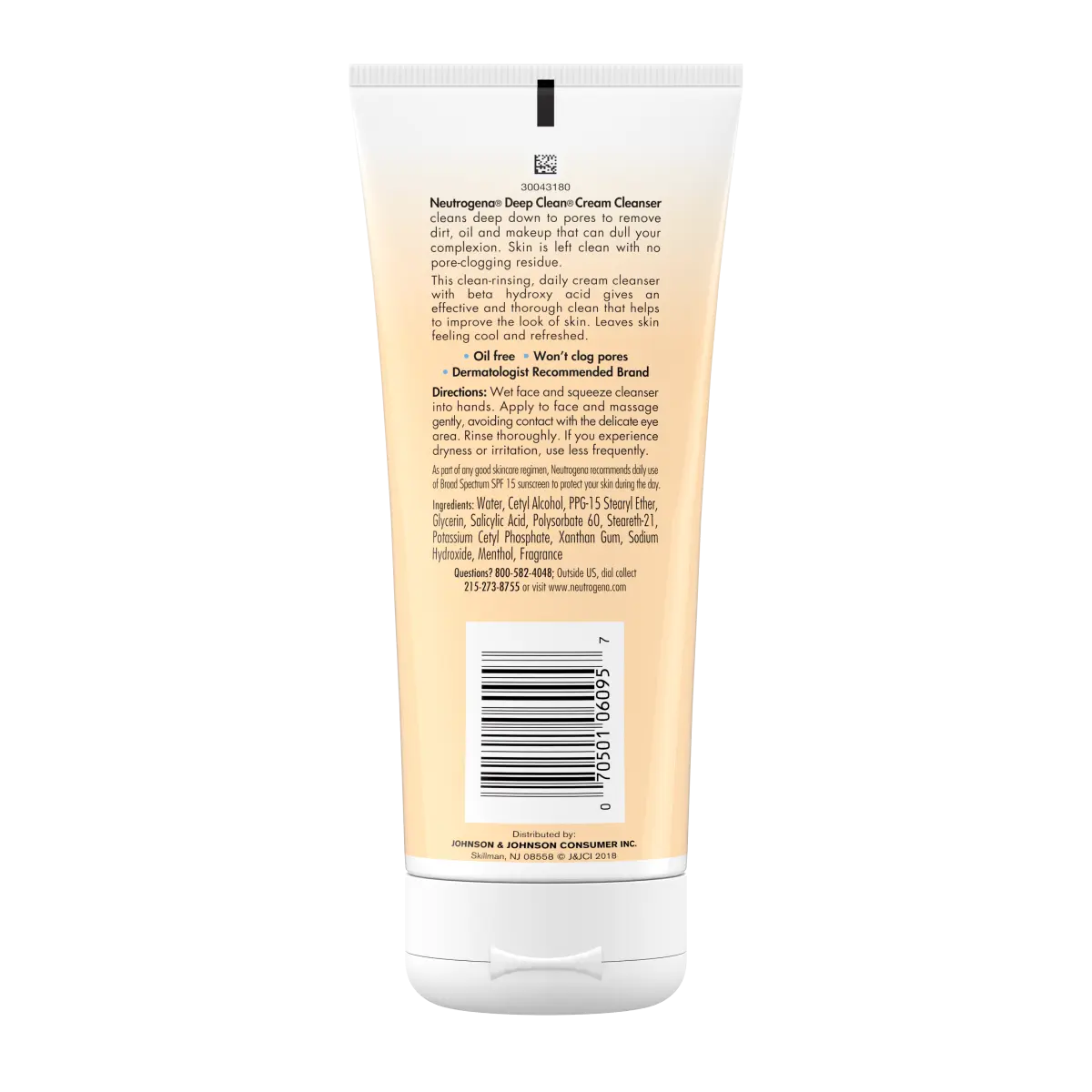 Neutrogena Deep Clean Cream — Oil-Free BHA Face Wash, 7 Fl. Oz