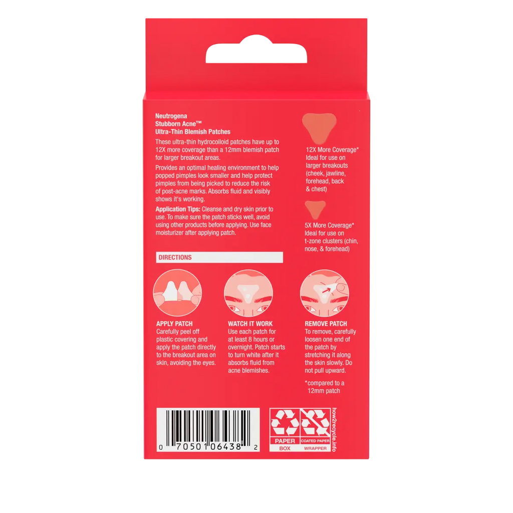 Neutrogena Stubborn Acne Ultra-Thin | Hydrocolloid Facial Patches | 10 Patches