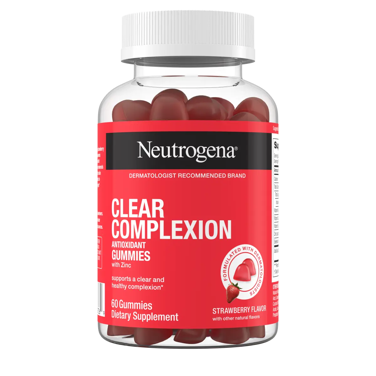 Neutrogena Clear Complexion Antioxidant — 60 Gummies | Strawberry Flavor + Zinc