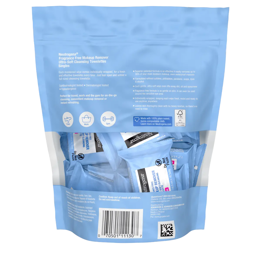 Neutrogena Makeup Remover Cleansing — Fragrance-Free Towelettes, Individually Wrapped, 20 Count