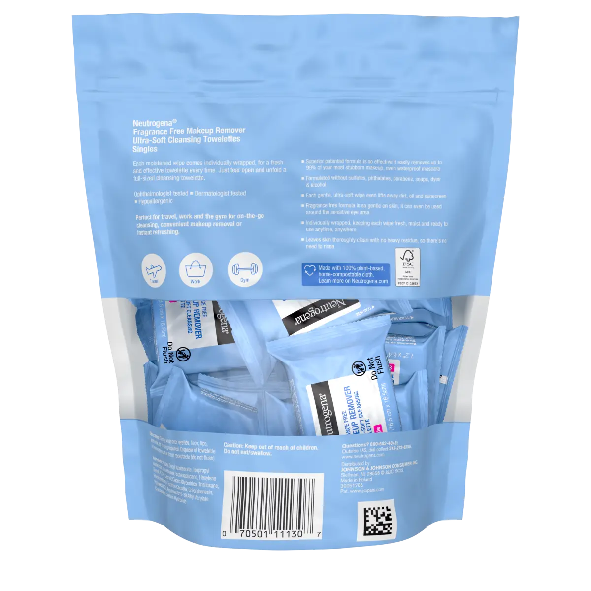 Neutrogena Makeup Remover Cleansing — Fragrance-Free Towelettes, Individually Wrapped, 20 Count