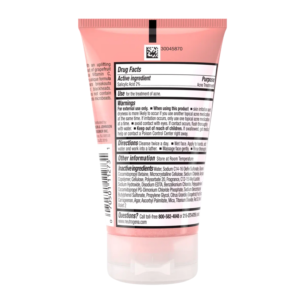 Neutrogena Oil-Free Acne Wash | 2 Fl. Oz | Pink Grapefruit Foaming Scrub