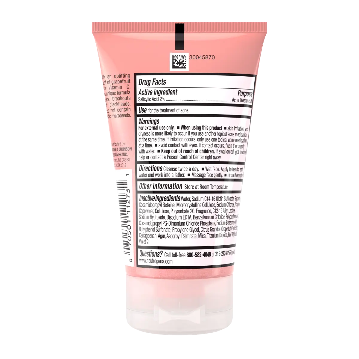 Neutrogena Oil-Free Acne Wash | 2 Fl. Oz | Pink Grapefruit Foaming Scrub