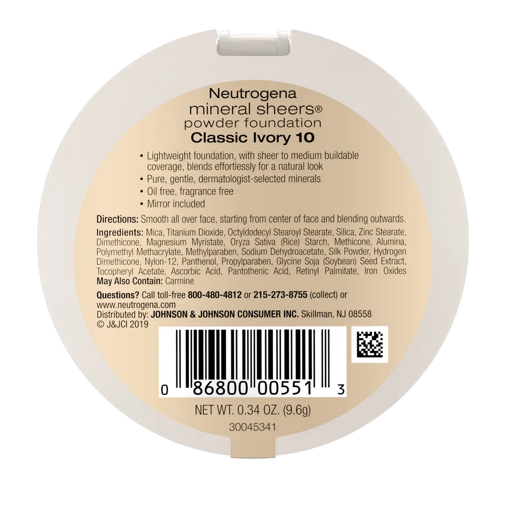 Neutrogena Mineral Sheers Compact — Classic Ivory 10, .34 Oz