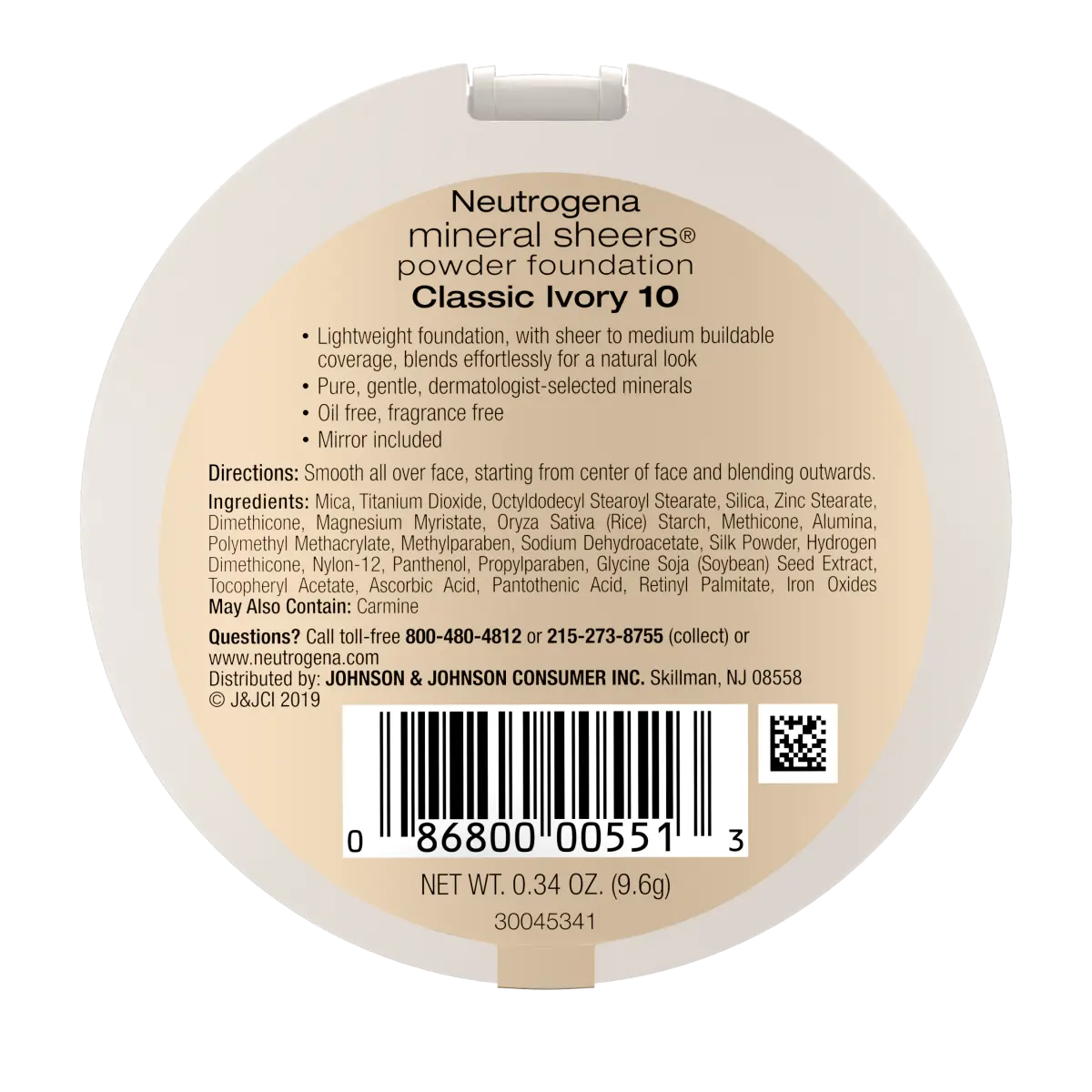Neutrogena Mineral Sheers Compact — Classic Ivory 10, .34 Oz