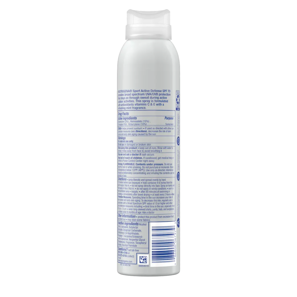 Neutrogena Sport Active Defense | Sunscreen Spray | Broad Spectrum SPF 70 | 5.0 Oz