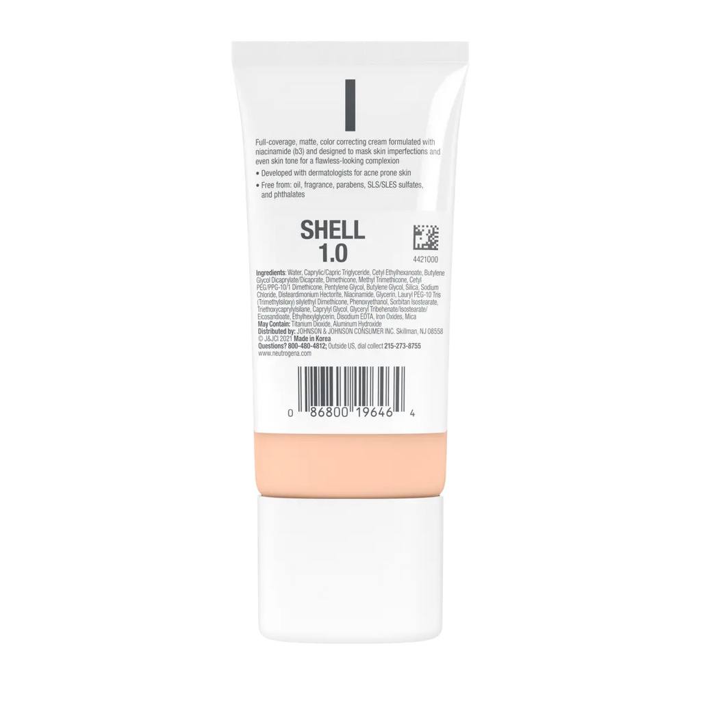 Neutrogena Clear Coverage Flawless — Matte CC Cream, Shell 1.0, 1 Oz