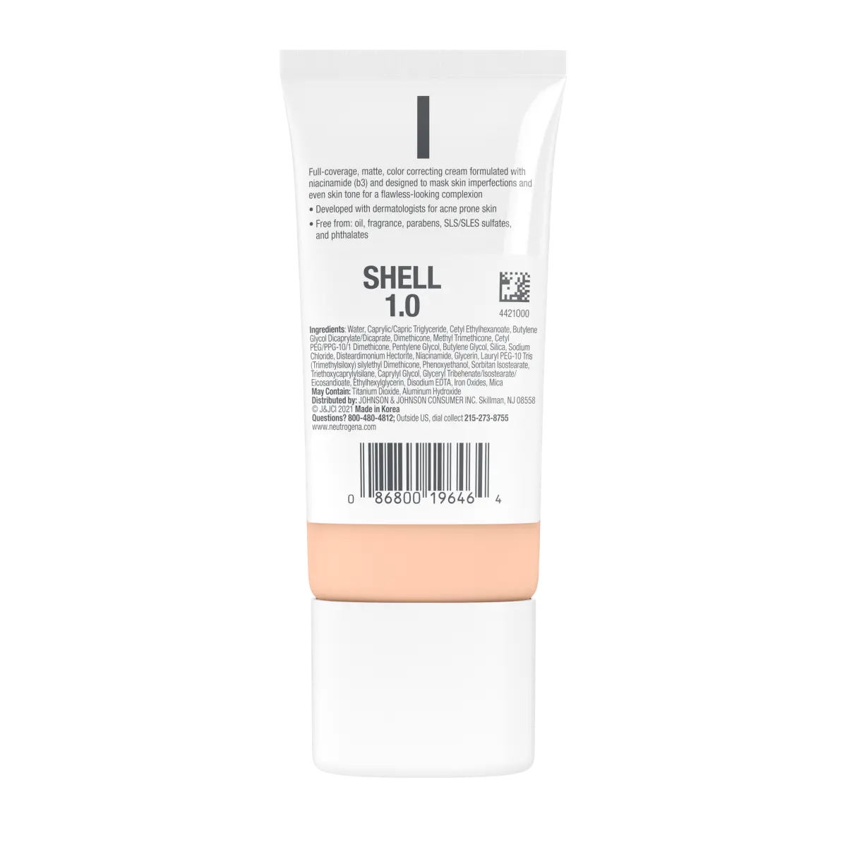 Neutrogena Clear Coverage Flawless — Matte CC Cream, Shell 1.0, 1 Oz