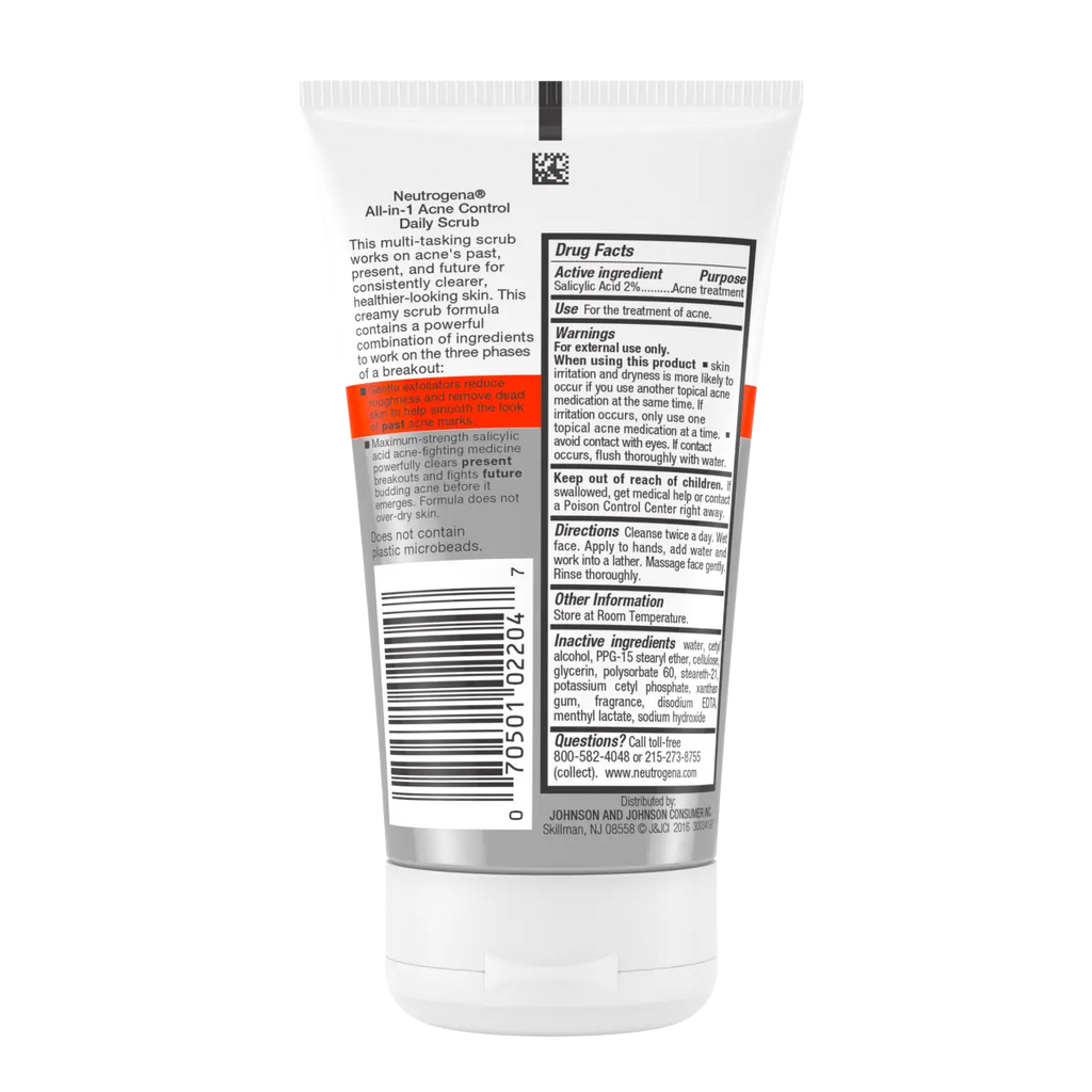 Neutrogena All-in-1 Acne Control Daily Exfoliating Scrub, 4.2 Fl. Oz