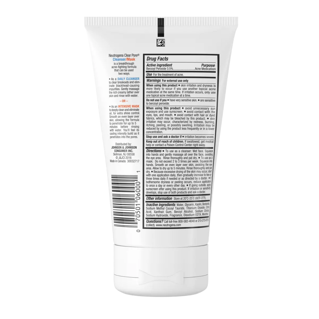 Neutrogena Clear Pore Cleanser — 2-in-1 Face Wash & Mask, 4.2 Fl. Oz