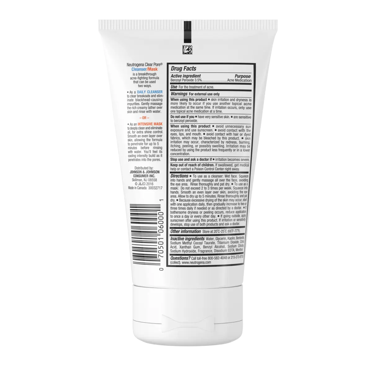 Neutrogena Clear Pore Cleanser — 2-in-1 Face Wash & Mask, 4.2 Fl. Oz