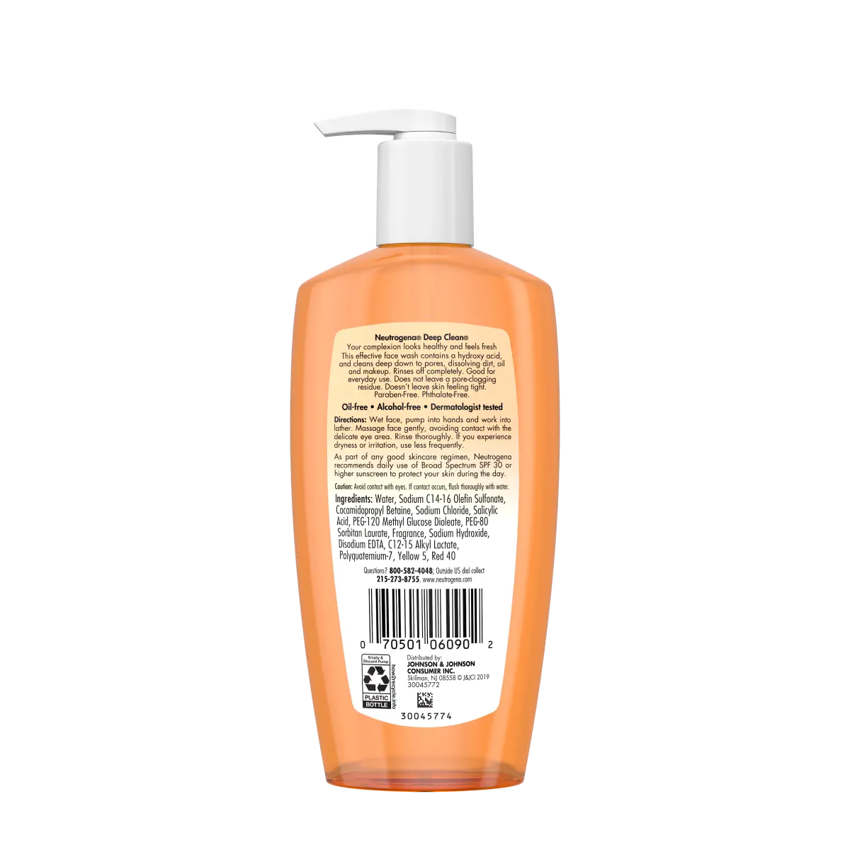 Neutrogena Deep CleanFacial Cleanser — Oil-Free Hydroxy Acid Wash for Normal-to-Oily Skin, 6.7 Fl. Oz
