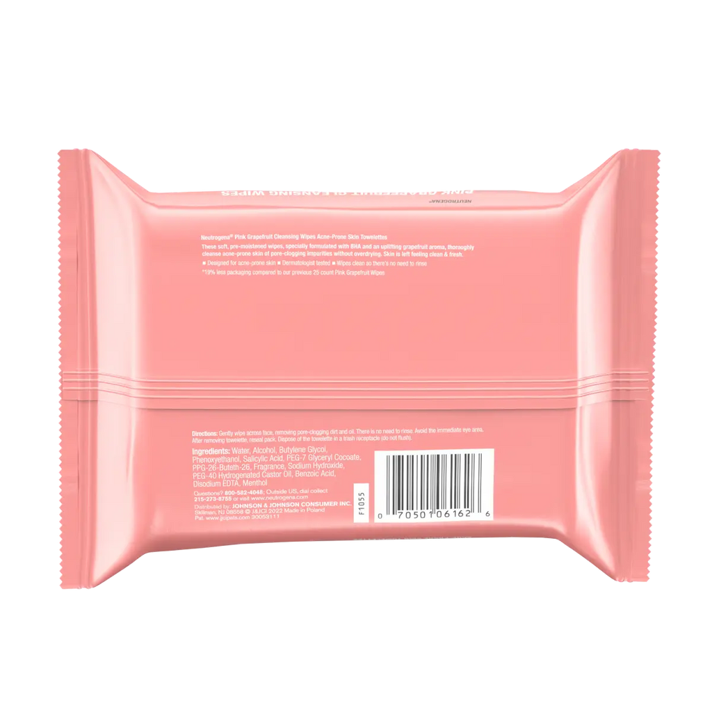 Neutrogena Oil-Free Cleansing Wipes | 25 Count | Pink Grapefruit
