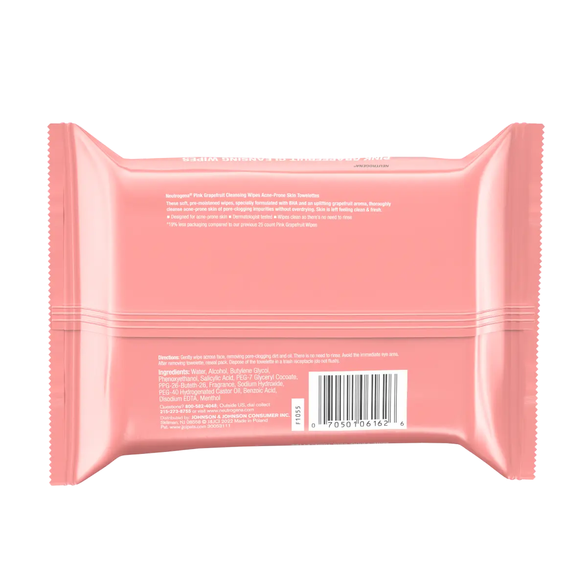 Neutrogena Oil-Free Cleansing Wipes | 25 Count | Pink Grapefruit
