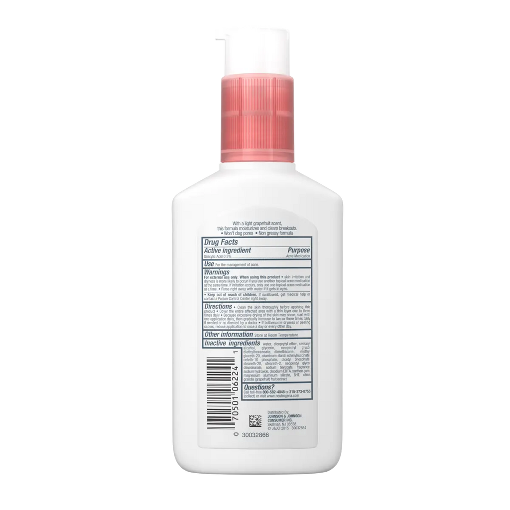 Neutrogena Oil-Free Acne Moisturizer | 4 Fl. Oz | Pink Grapefruit Face Lotion