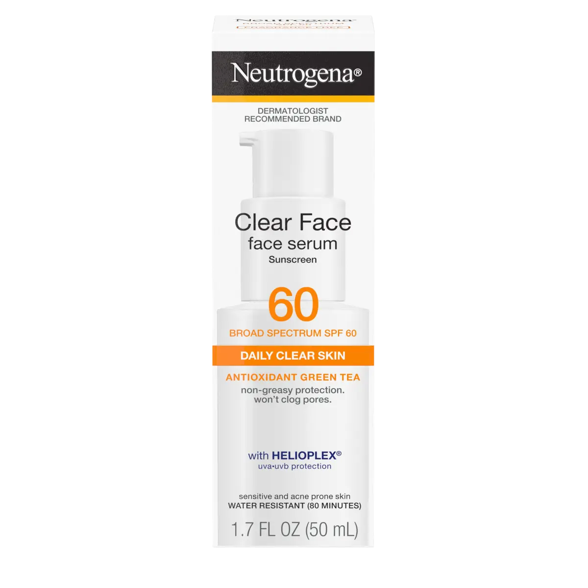 Neutrogena Clear Face Serum — Green Tea Fragrance Free | Broad Spectrum SPF 60