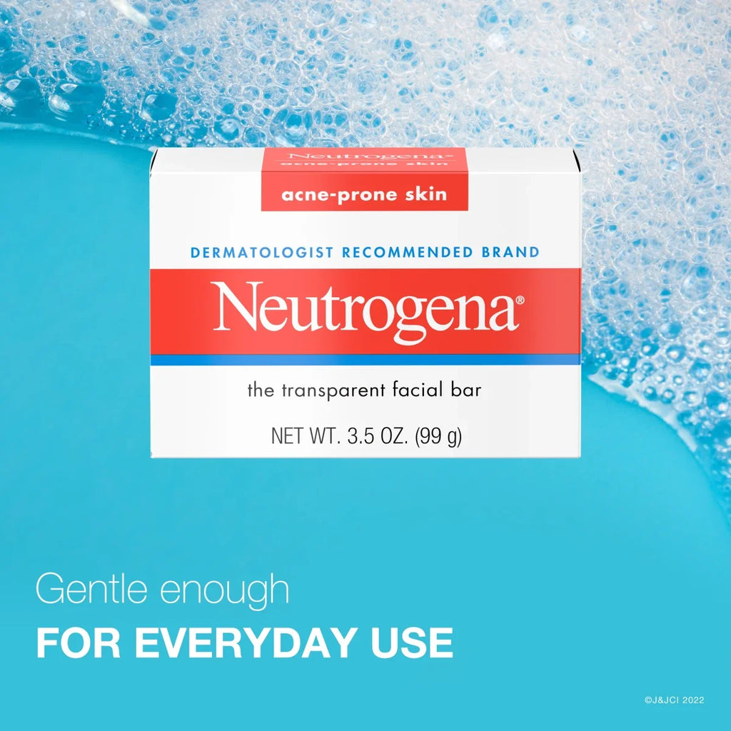 Neutrogena Facial Cleansing Bar — Glycerin Soap for Acne-Prone Skin, 3.5 Oz