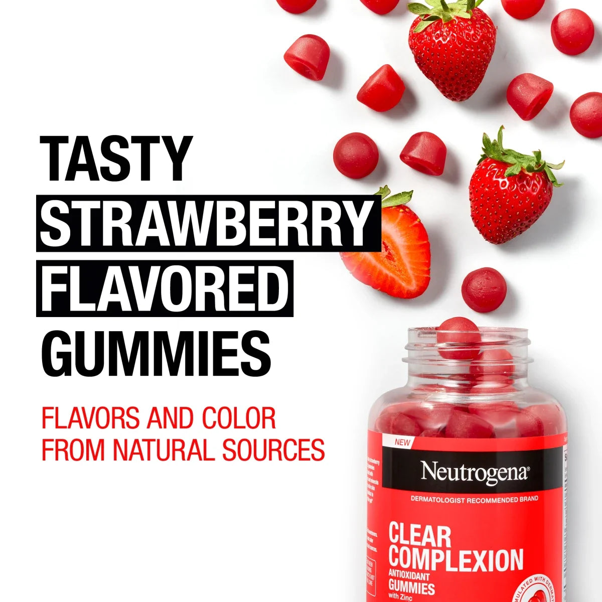 Neutrogena Clear Complexion Antioxidant — 60 Gummies | Strawberry Flavor + Zinc