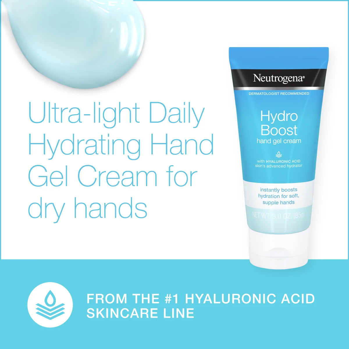 Neutrogena Hydro Boost Hand | Hyaluronic Acid Gel Cream Lotion | 3 Oz
