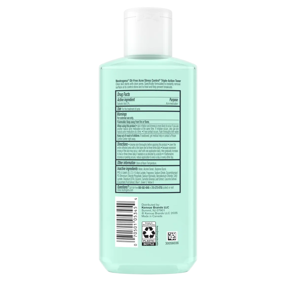 Neutrogena Oil-Free Acne-Fighting Stress Control Toner | Triple-Action | 8 Fl. Oz