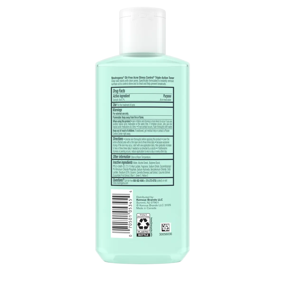 Neutrogena Oil-Free Acne-Fighting Stress Control Toner | Triple-Action | 8 Fl. Oz