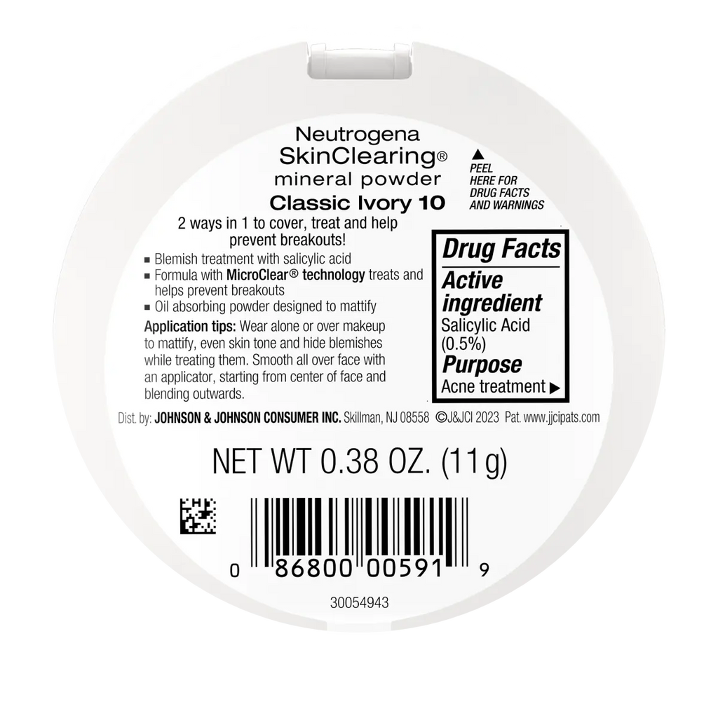 Neutrogena SkinClearing Mineral Powder - Salicylic Acid Acne Makeup, Classic Ivory (10)